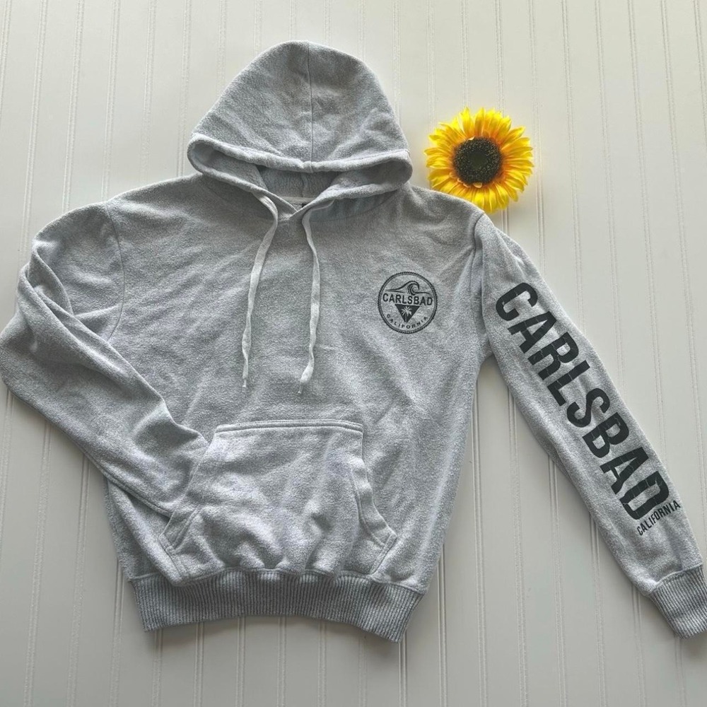 Miami Style Carlsbad California Hoodie S Mens Gray Excellent Graphic Pullover